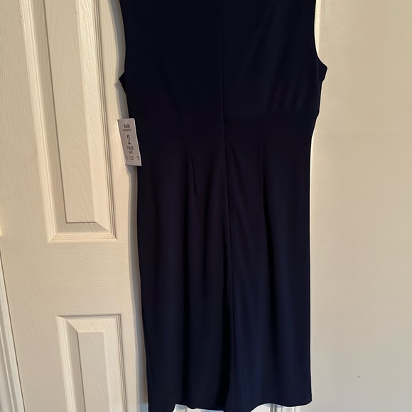 Beautiful Modest R&M Richards Navy Long Sleeve Dress with Embellished Neckline - Picture 9 of 11